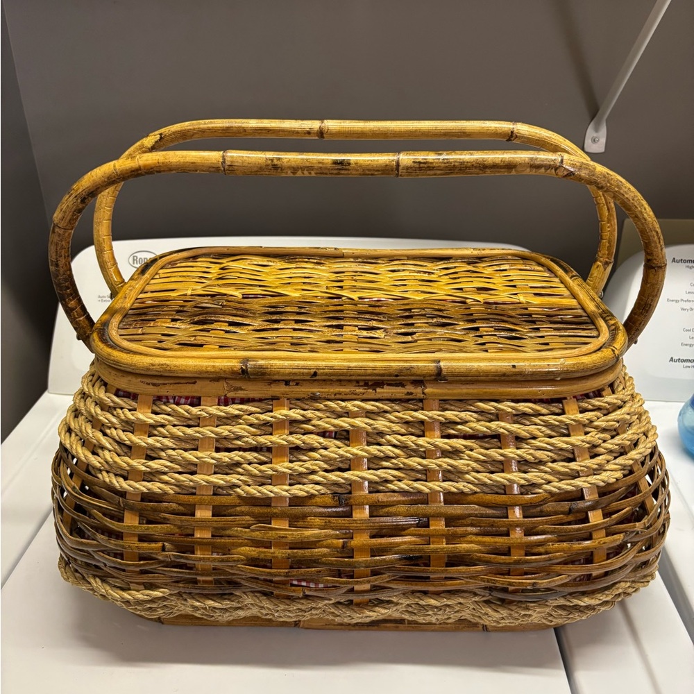 Vintage Woven Basket with Handle